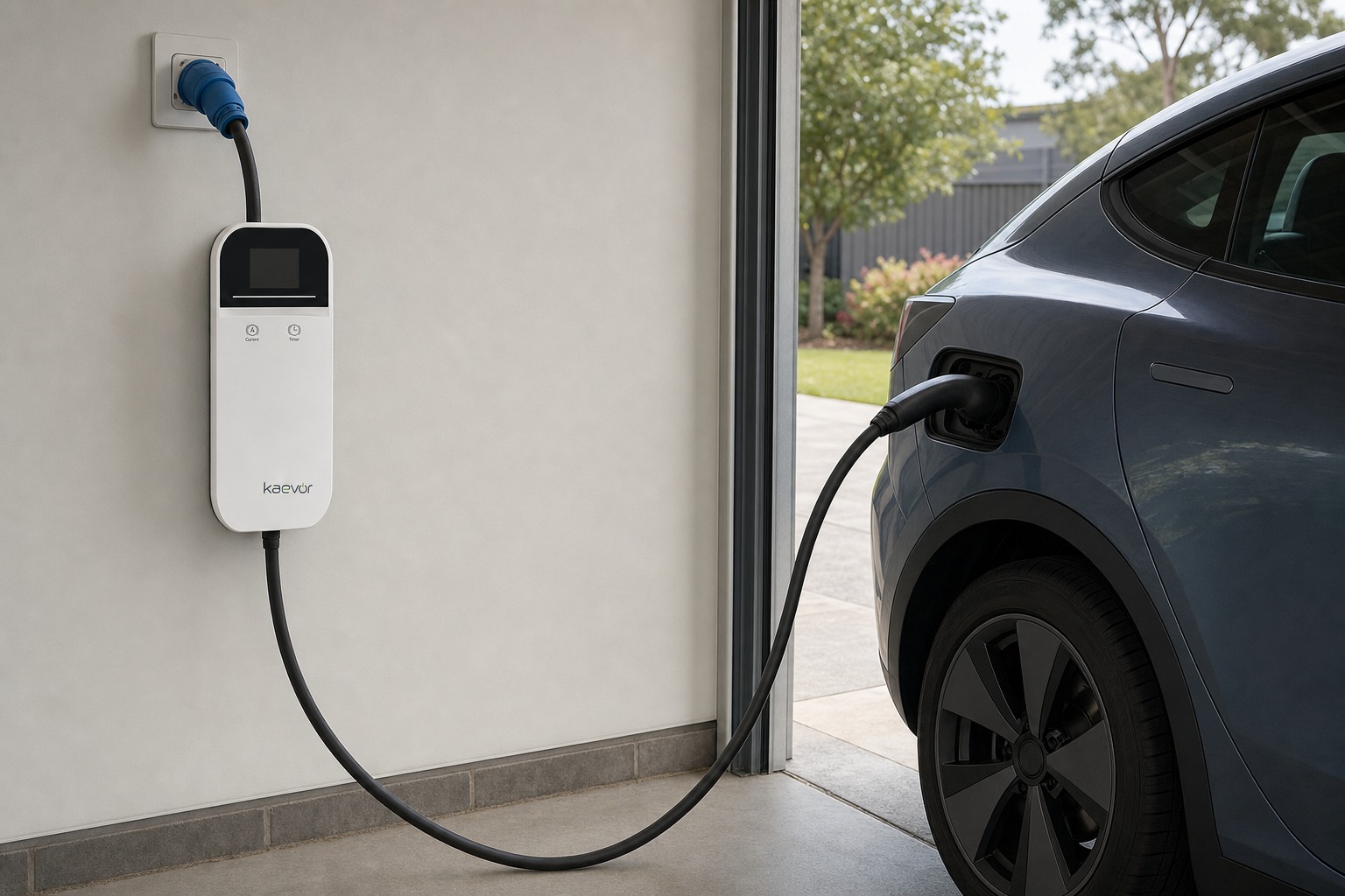Portable EV Charger installed on an Australian home